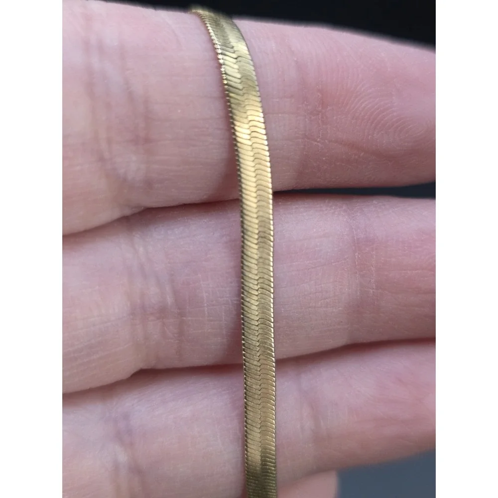 gold-tone herringbone chain necklace